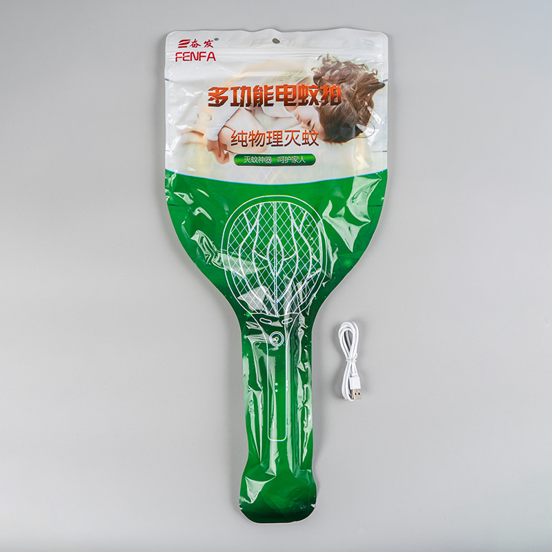 FF-003A 500mAh 锂电池电动蚊拍,带 USB 线缆
